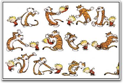 Calvin and Hobbes Dancing Paper Print