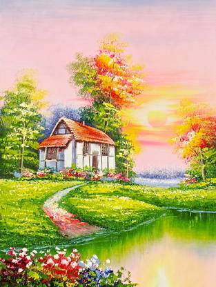Handmade Oil Painting On Canvas - Sunset Country Canvas Art