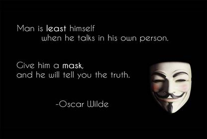 Give man a mask and he will tell you the truth - Oscar Wilde Quotation Poster Paper Print