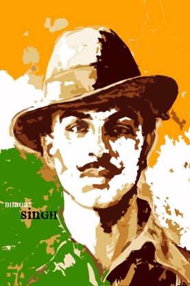 Bhagat Singh Flag Poster Paper Print