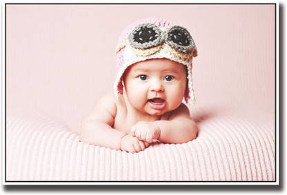 Adorable newborn baby with pilot cap Fine Art Print