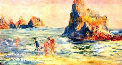 Rock cliffs in Guernsey Canvas Art