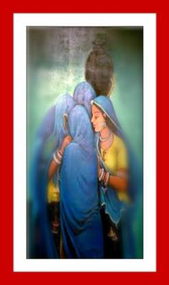 Four Lady In Talking Painting Fine Art Print