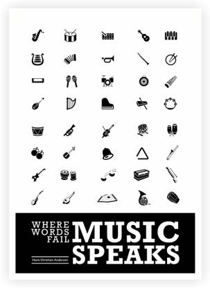 Where Words Fail Music Speaks Hans Christian andersen Music Instrument Quotes Poster Paper Print