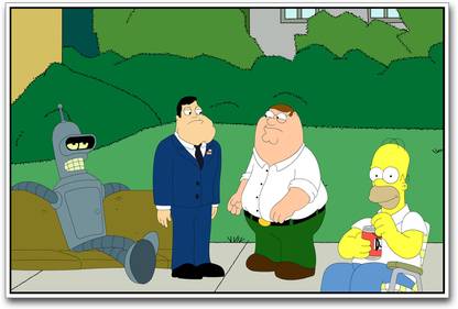 Family Guy with Bart Simpson Paper Print