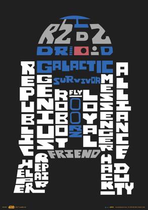Official Star Wars R2-D2 Words A3 Poster Paper Print
