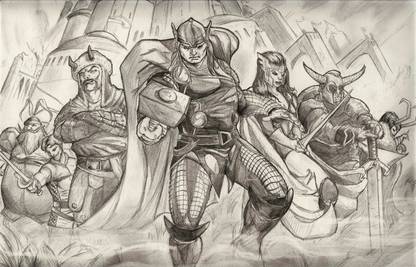 Thor Drawing Artwork Superhero Marvel HD Wall Poster Paper Print