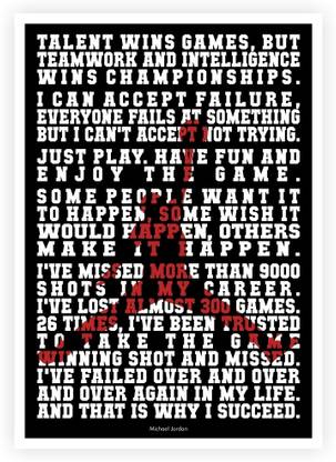 Michael Jordan Famous Motivating Quotes Poster Paper Print