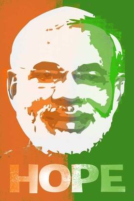 Narendra Modi - Hope Tricolor Paper Print