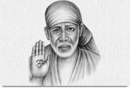 Sai Baba Sketch Paper Print