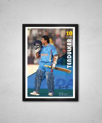 Sachin Tendulkar 100th 100 with Digital Signature with Black Frame