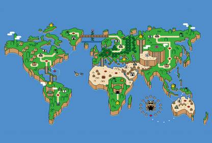 Super Mario World Map Minimalist Paper Print