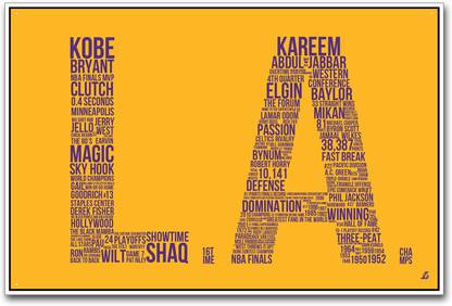 NBA typography LA Basketball Paper Print