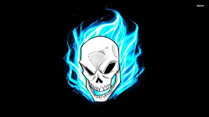Athah Blue flames surrounding the Ghost Rider fine quality poster Paper Print