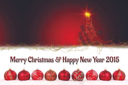 Poster - Merry Christmas & Happy New Year with Sparlking Tree and Decorative Balls Paper Print