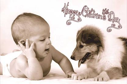 talking Baby Poster with Happy Children's Day Design - UPFK508725 Paper Print