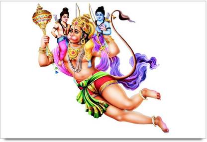 Amy Lord Hanuman Flying With Lord Ram & Laxman 3D Poster