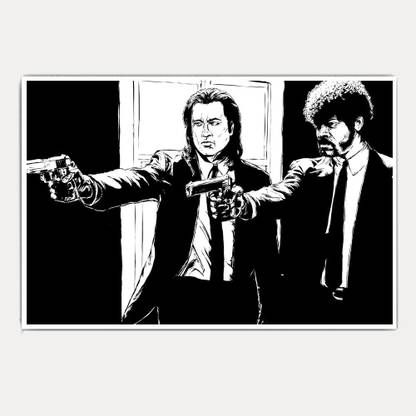 Pulp Fiction Sketch Art (18x12) Paper Print
