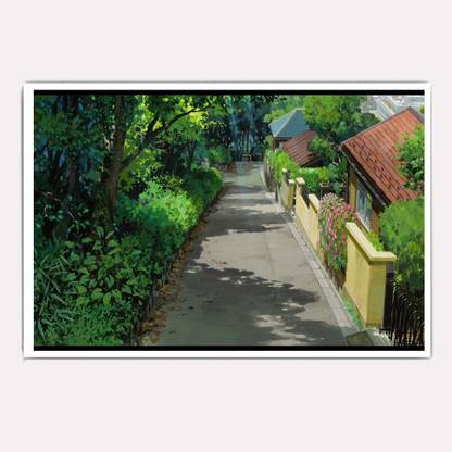 Hawtskin Ghibli Anime Empty Lone Street 18X12 Inch Ready To Stick Poster Photographic Paper