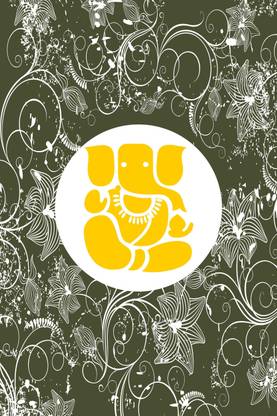 Athah Shree Ganesh Frameless Poster with Creative Pattern in Solid Green Paper Print