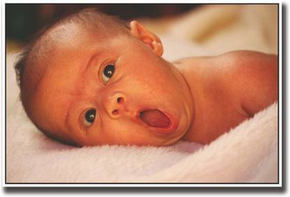 Cute baby yawning Fine Art Print