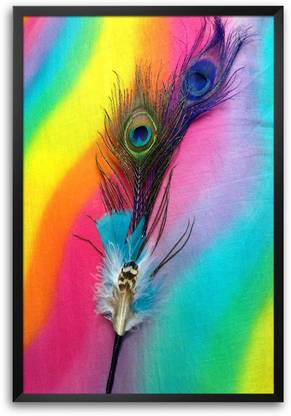 Krishna Peacock Feather Laminated Framed Paper Print