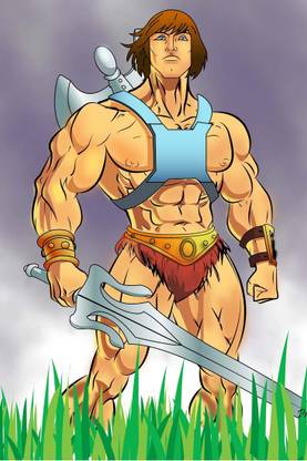EurekaDesigns HeMan Cartoon Hero Poster Paper Print