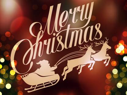 Tallenge - Christmas Art - Merry Christmas Santa Claus Sleigh - Small Size Unframed Rolled Digital Art Print On Photographic Paper