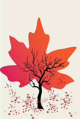 A Beautiful Leaf and Tree Drawing Poster Paper Print