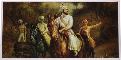 Shivaji Maharaj On Horse Paper Print