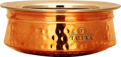 TALUKA (5.1 x 1.8" Inches) Round Hammered Copper Steel Serving Dish Capacity :- 300 ML Copper Handi 1 L