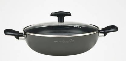 Alda Triple Layer Non Stick Graphito Wok Pan with Glass Lid - 24 cm Kadhai 24 cm diameter with Lid 2 L capacity
