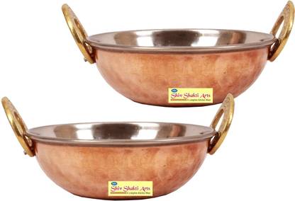 SSA set of 2 copper kadai no 2 Kadhai 4 cm diameter 1 L capacity