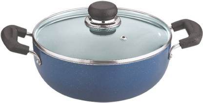VINOD Deep Kadai 22cm with Glass Lid Kadhai 22 cm diameter with Lid 2.6 L capacity