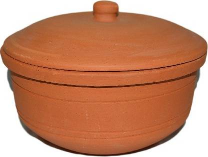 Mclay India Clay Biryani Pot 18 cm diameter 2 L capacity with Lid