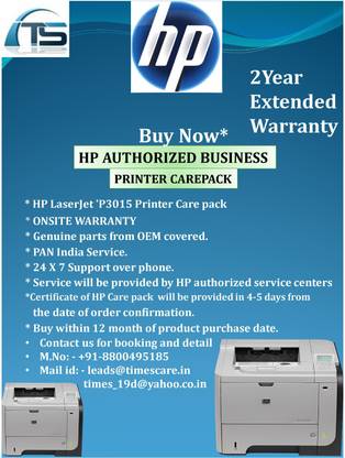 HP Extended Warranty Laserjet 'P3015 Printer Care Pack Multi-function Color Laser Printer