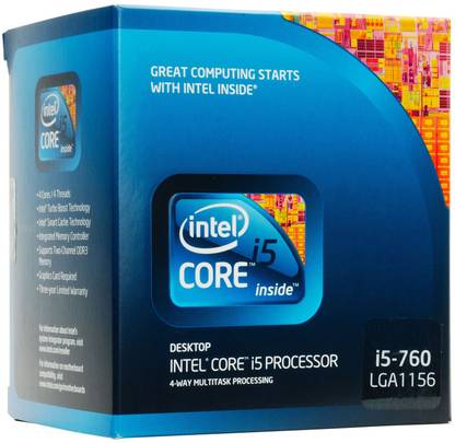 Intel Core i5-760 2.8 GHz Upto 3.33 GHz LGA 1156 Socket 4 Cores 4 Threads 8 MB Smart Cache Processor