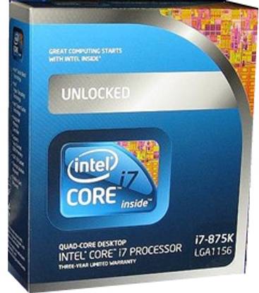 Intel Core i7-875K 2.93 GHz Upto 3.6 GHz LGA 1156 Socket 4 Cores 8 Threads 8 MB Smart Cache Processor