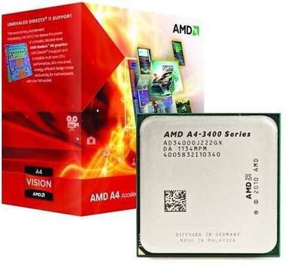 AMD A4 3400 2.7 GHz Upto 2.7 GHz FM1 Socket 2 Cores 2 Threads 1024 KB L2 500 KB L3 Desktop Processor