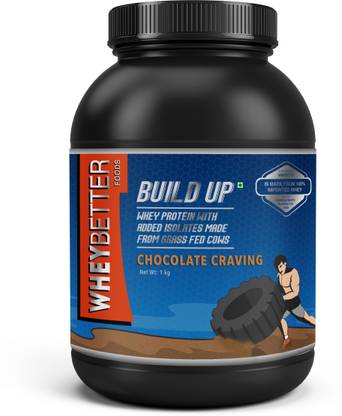 WHEYBETTERFOODS BUILD UP Whey Protein Powder 1kg with FREE protein purity test kit (worth INR 300/-) Whey Protein