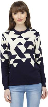 Camey Round Neck Self Design Women Pullover