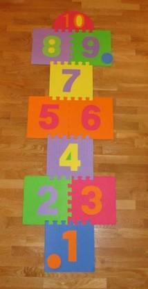 Liberty Imports Hopscotch Playmat Foam Interlocking Puzzle Floor Mat Large Number Tiles 12 by 12 Square Blocks