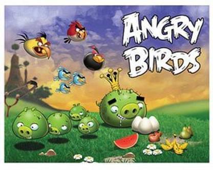 MATTEL Angry Birds Puzzle Scene Pigs Going After Eggs