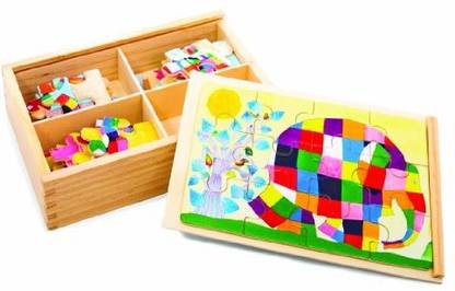 Kids Preferred Wood Puzzle Elmer The Patchwork Elephant