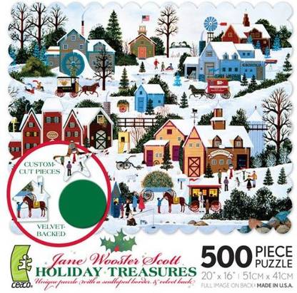 Jane Wooster Scott Puzzle Wooster Scott Holiday Treasures Unique Puzzle With A Scalloped Border & Velvet Back Puzzle