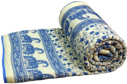 Pinkcity Enterprises Blue Colour Floral 2 Single Quilt 22220106 Cotton Blend Batting