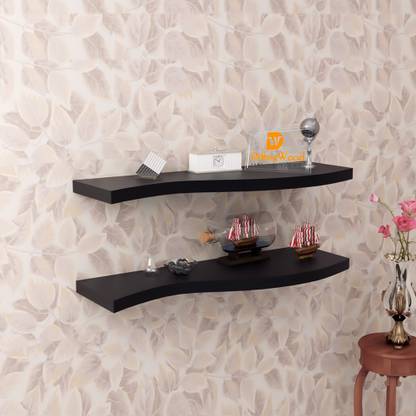 DriftingWood Curved Floating Storage Mounted Set Of 2 Rack Shelves/Shelf High Quality Wooden Home Decor Wall Shelf Wooden Wall Shelf