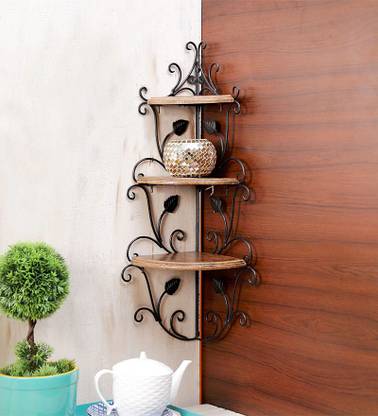 Artesia Corner Rack Wooden Wall Shelf
