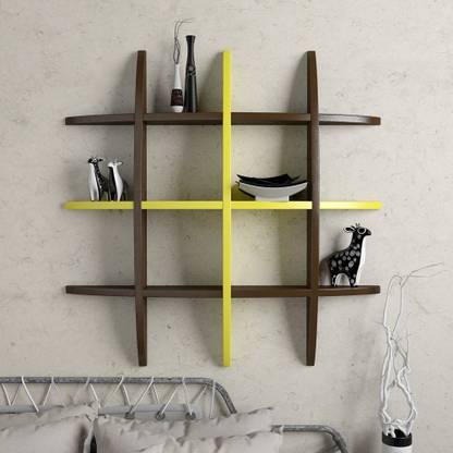 BM Wood Furniture Globe Shep Multi Color Wooden Wall Shelf