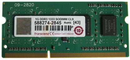 Transcend DDR3-1333/PC3-10600 DDR3 1 GB Laptop DRAM (JM1333KSU-1G)